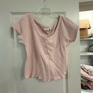 Blush Short Sleeve Ribbed Top